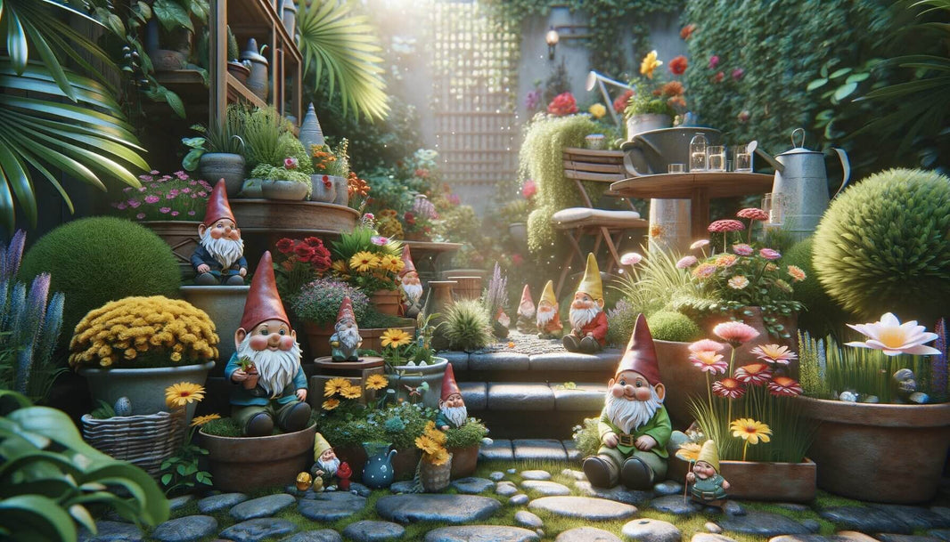 DEN GARTEN MIT EINEM GARTENZWERG SCHMÜCKEN