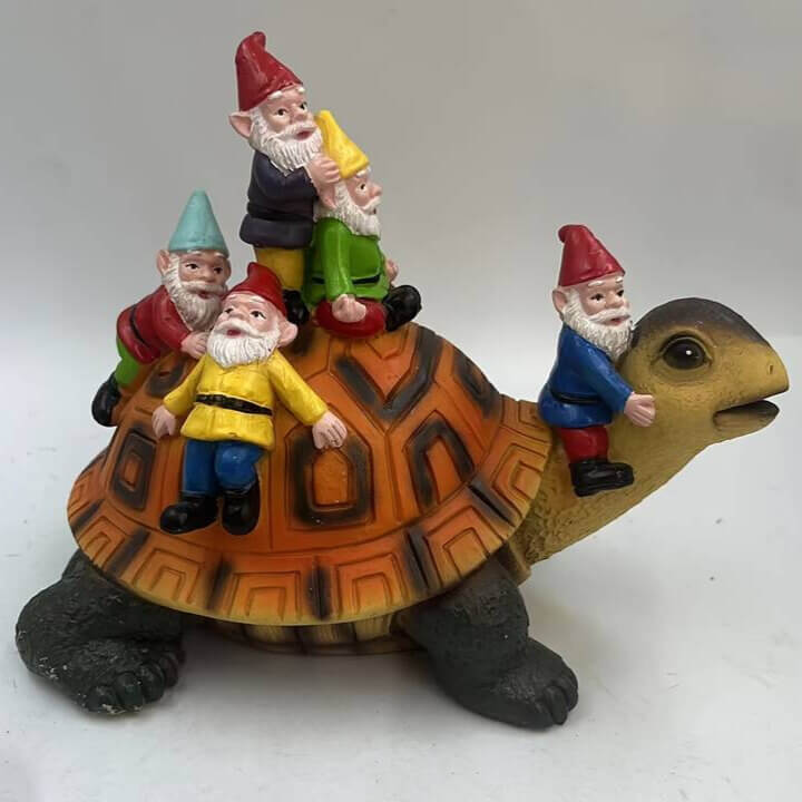 Gartenzwerg Schildkröte Statue – Handbemalt, Wetterfest, Aus Kunstharz, 10 X 18 X 14 Cm, Bunte Gartendekoration